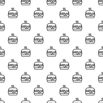 Burger outline pattern illustrating fast food background Stock Illustration