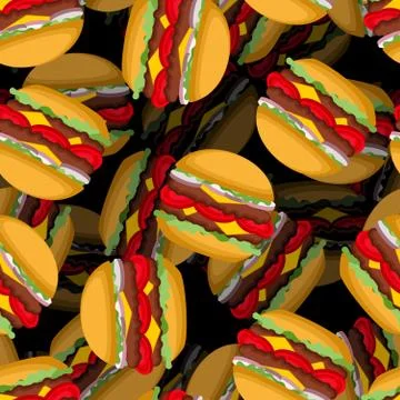 Burger pattern. hamburgers background. fast food texture. Vector illustration Illustrazione stock