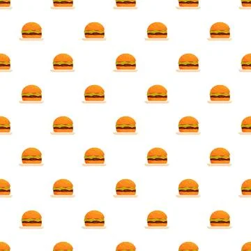 Burger pattern repeating fast food design background Stock Illustration