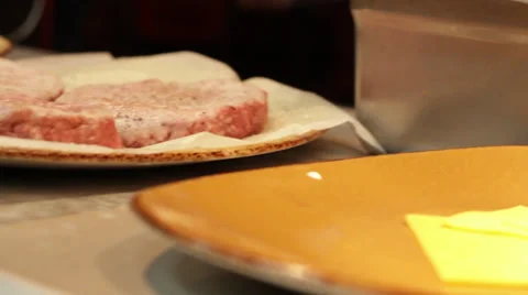 Burger Prep and Start Cooking Stock Footage 37439301