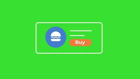 Burger Purchase Interface UI Animation Green Screen E Commerce 4K Stock Footage 330999862