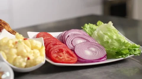 Burger rack focus Stock Footage 51687266