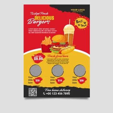 Burger restaurant flyer template Stock Illustration