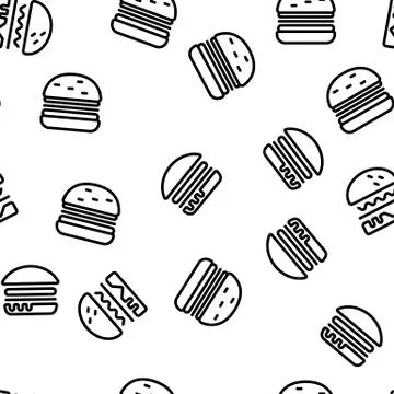 Burger Seamless Pattern Vector Illustrazione stock
