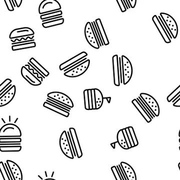 Burger Seamless Pattern Vector Illustrazione stock