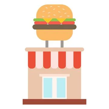 Burger shop flat clipart vector illustration Illustrazione stock