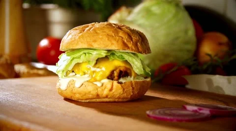 Burger in slow motion Stock Footage 67855739