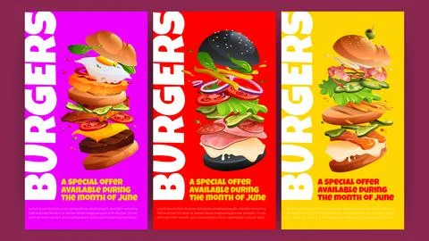 Burger special offer posters Stock Illustration