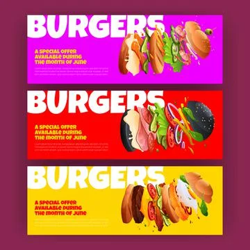Burger special offer posters Stock Illustration