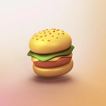 Burger - stylized 3d CGI icon object Stock Illustration