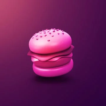 Burger - stylized 3d CGI icon object, Not gen Ai Stock Illustration