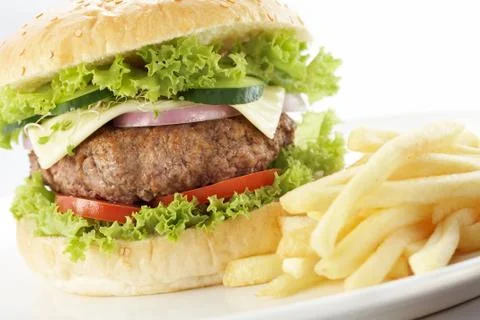 Burger with swallow depth of field Stock Photos