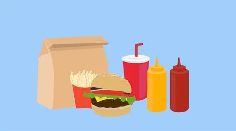 Burger Take Away Set Stock Illustration