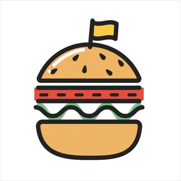 BURGER thin line icon isolated on white background Stock Illustration