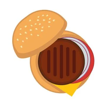 Burger top view. Flat icon vector illustration. Stock Illustration