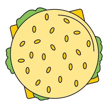 Burger top view icon flat illustration Stock Illustration