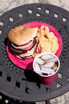 Burger top view Stock Photos
