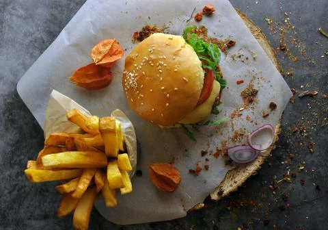 Burger. Top View Stock Photos