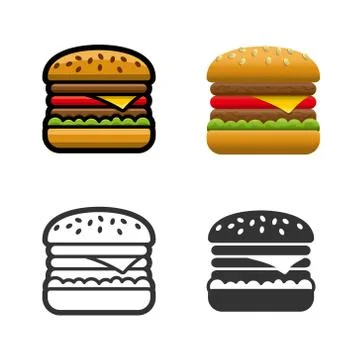 Burger vector colored icon set Stock Illustration