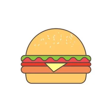 Burger Vector Illustration. EPS 10. flat icons design. Stock Illustration