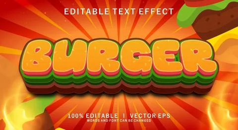 Burger vector text effect with modern style design Stock Illustration
