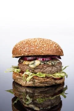 Burger With Vegetables Stock Photos