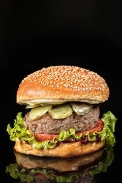 Burger With Vegetables Stock Photos