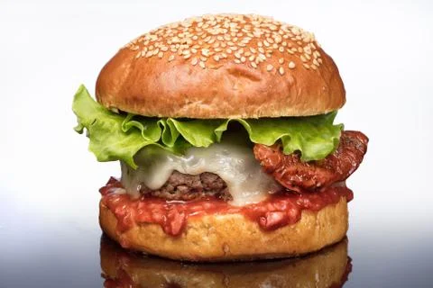 Burger With Vegetables Stock Photos