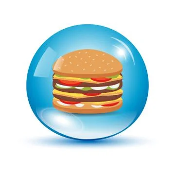 Burger in a water drop Stock Illustration