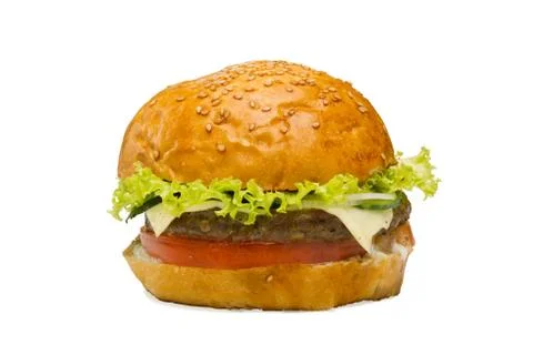 Burger on white background Stock Photos