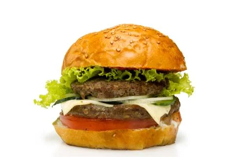 Burger on white background Stock Photos