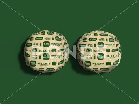 Burger Wrapping Paper Packaging Mockup PSD Template