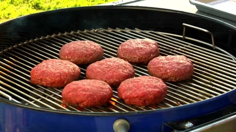 Burgers on a barbecue Stock-Footage 8572303