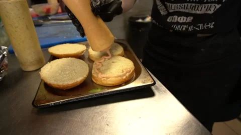 Burgers coock Stock Footage 155970546