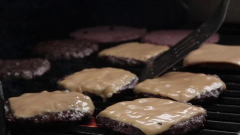 Burgers On Grill Stock Footage 79019440