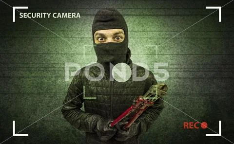 Burglar in action. Stock Photos