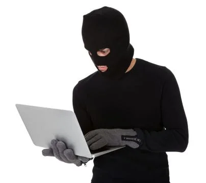 Burglar on computer Stock Photos