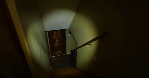 Burglar Inside a Home at Night with a Flashlight Stock Footage 70439809