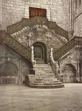 Burgos. La Catedrale Escalera Dorada, Spain, c. 1890, Historic, digitally Stock Photos