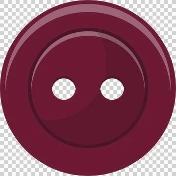 Burgundy button with two holes, suitable for sewing onto clothing. Elegant .. Ilustración de archivo