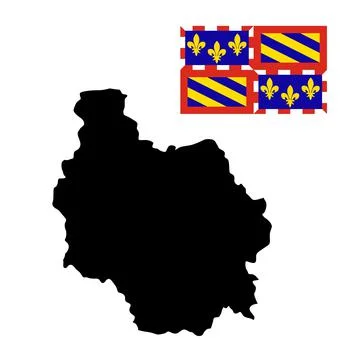 Burgundy map and flag vector silhouette illustration isolated on white イラスト素材