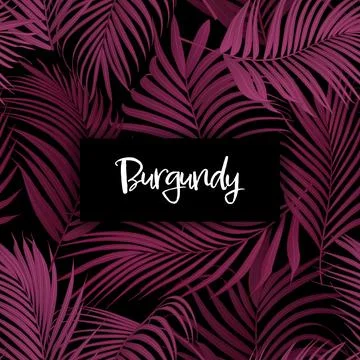 Burgundy palm leaf vector seamless pattern Illustrazione stock