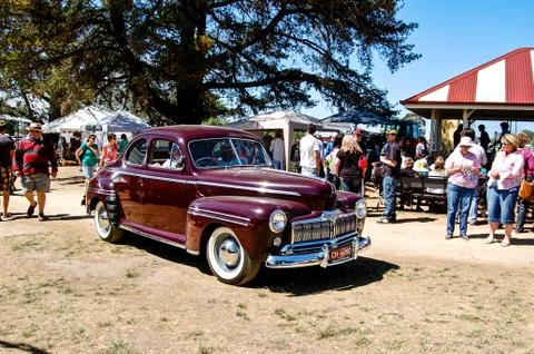 Burgundy Vintage Mercury Auto at Clunes Show Stock Photos