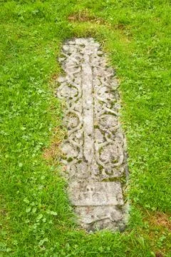 Burial slab Stockfoto's