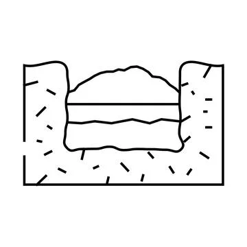 Burial solid waste line icon vector illustration Stock Illustration