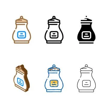 Burial urn color icon vector multipack Stock Illustration