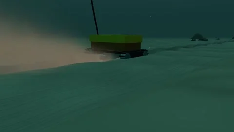 Buried cable route behind a post lay burial vehicle orbit loop Stock-Footage 345052578