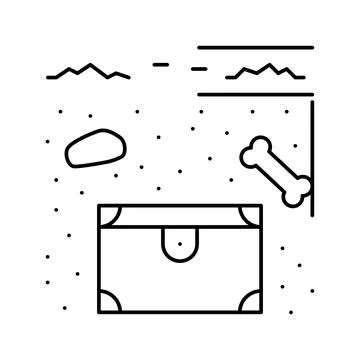 Buried chest line icon vector illustration Stock Illustration