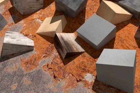 Buried cubes Stock Illustration