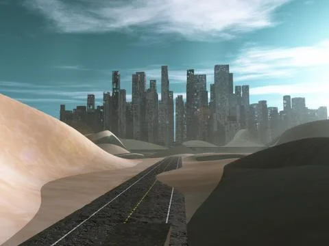 The buried road to the old city Stock Illustration